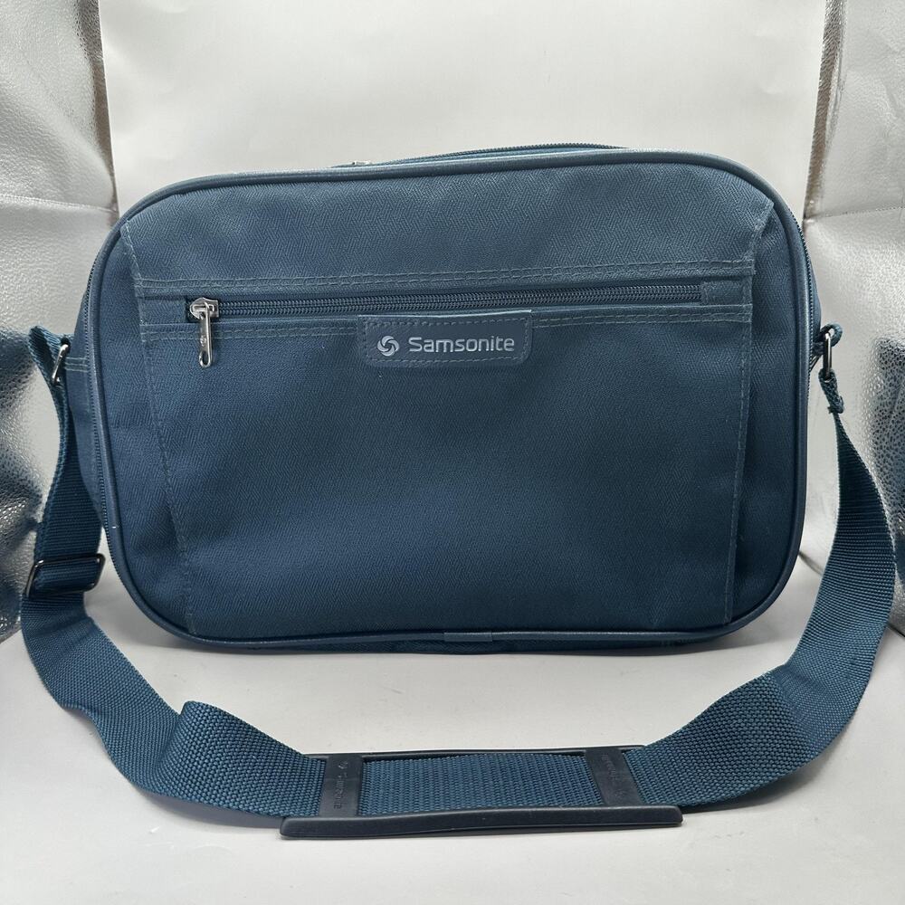 Vintage 80s Samsonite Easy Going II Crossbody Bag Blue Travel Adjustable Strap